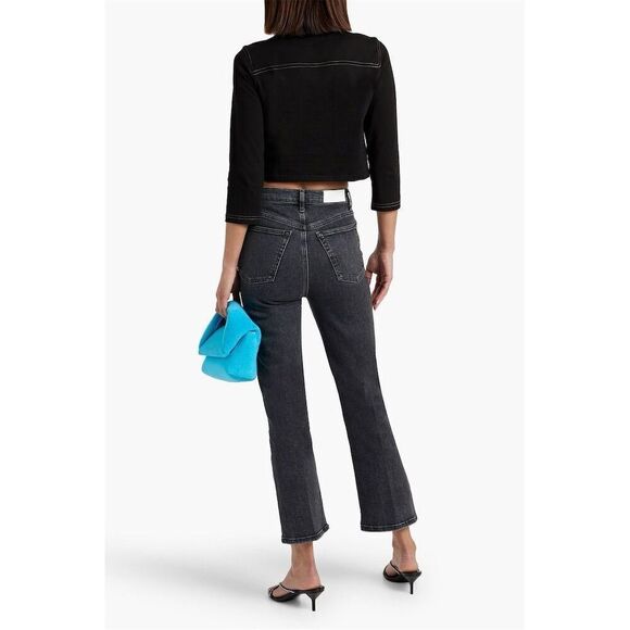 Re/Done NWT Women's 70s Crop Bootcut Jeans in Stoned Noir Size 29 - Picture 3 of 8
